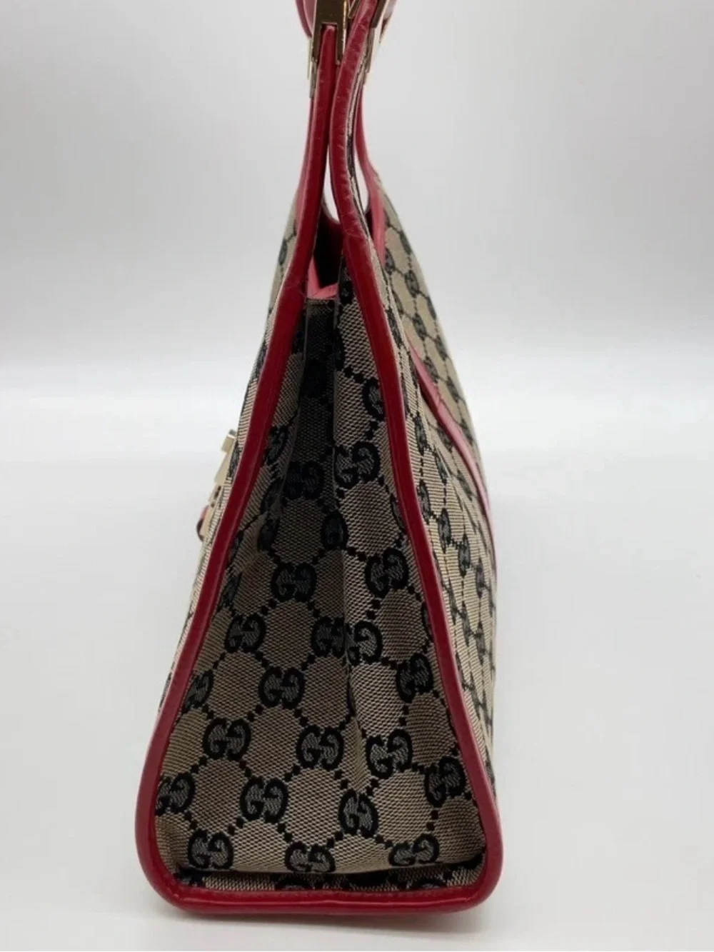 Auth Gucci Jackie GG Canvas Leather Red 002.1067 Shoulder Bag W/Dustbag